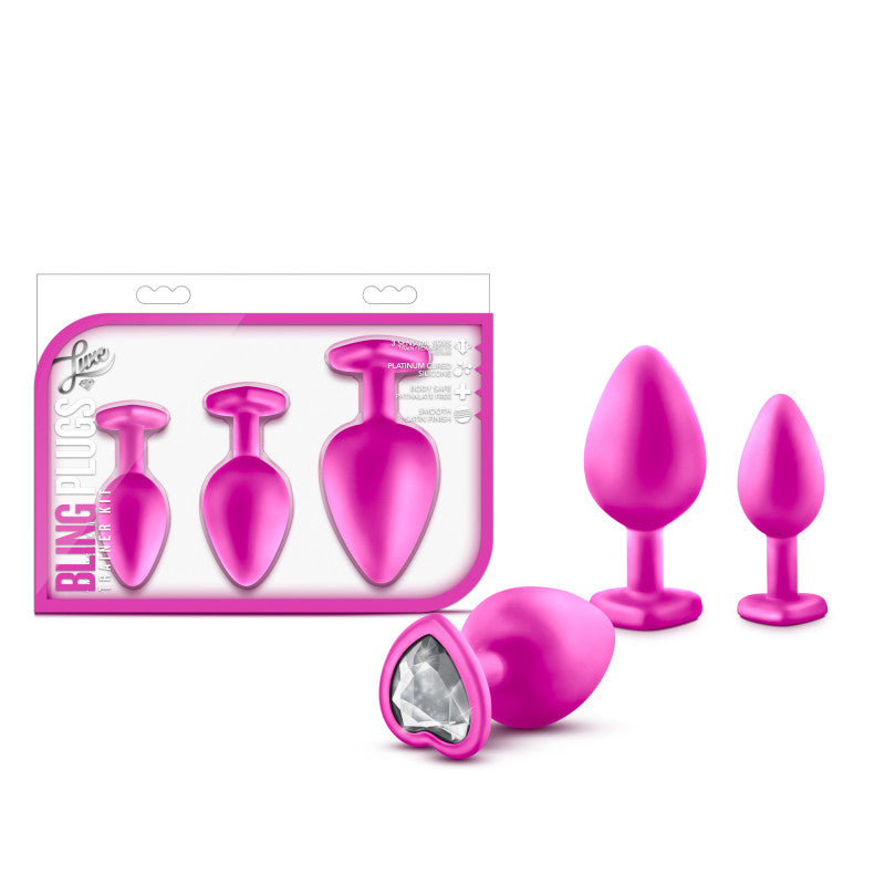 Luxe - Bling Plugs Training Kit - Pink With White Gems