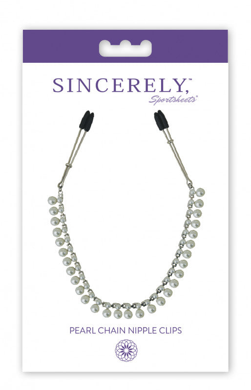 Midnight Pearl Chain Nipple Clips