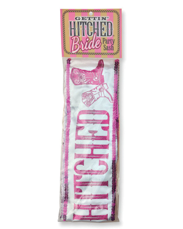 Gettin&#39; Hitched Bride Party Sash - Sparkle Pink