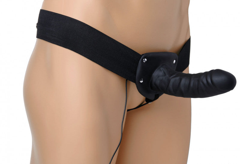 Deluxe Vibro Erection Assist Hollow Silicone  Strap-On