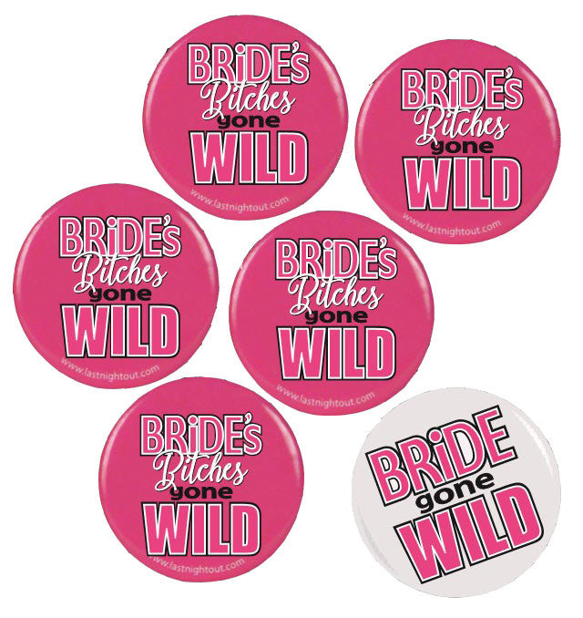 Bride Gone Wild Button Assortment  - 6 Buttons