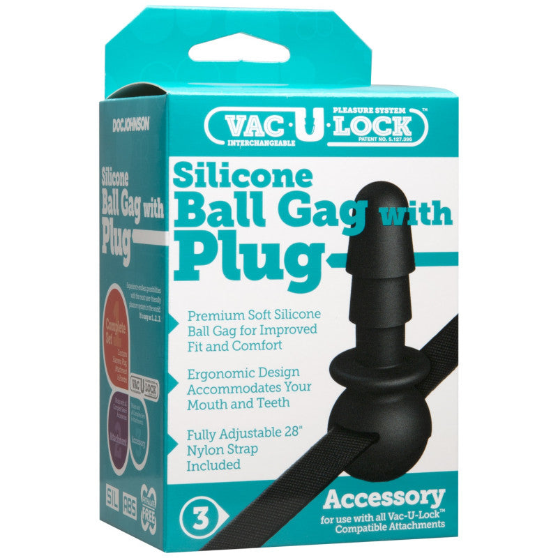 Vac-U-Lock Silicone Ball Gag With Plug