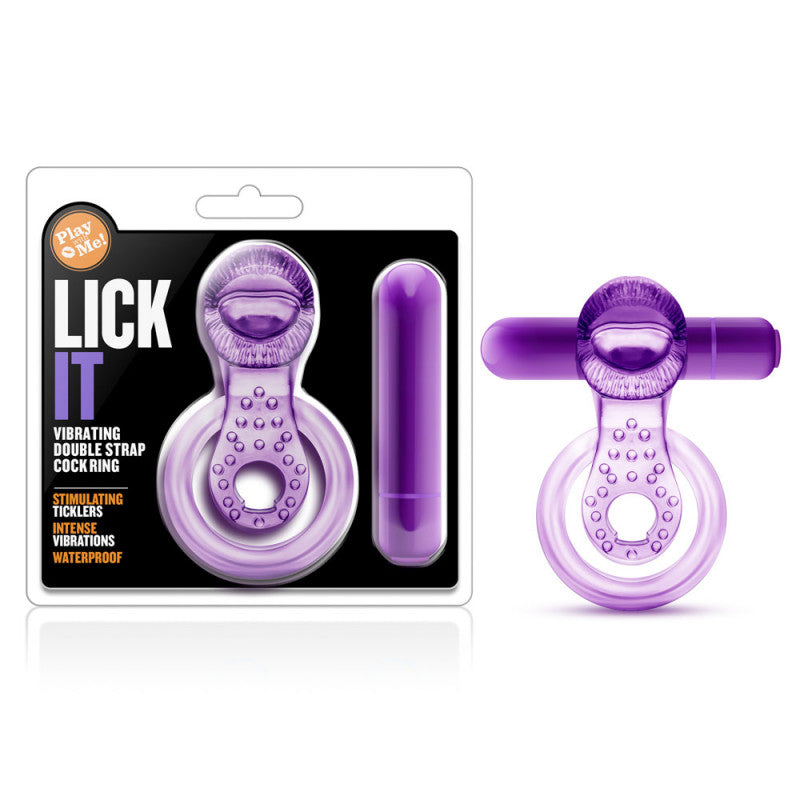 Lick It - Vibrating Double Strap  Ring - Purple