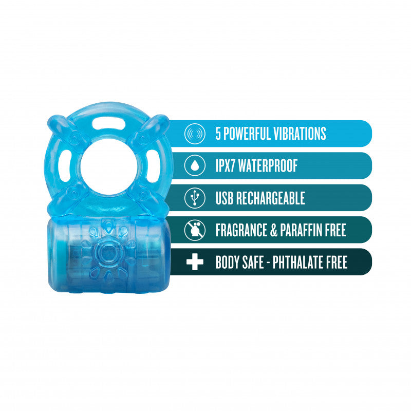 Stay  - Rechargeable 5 Function  Ring - Blue