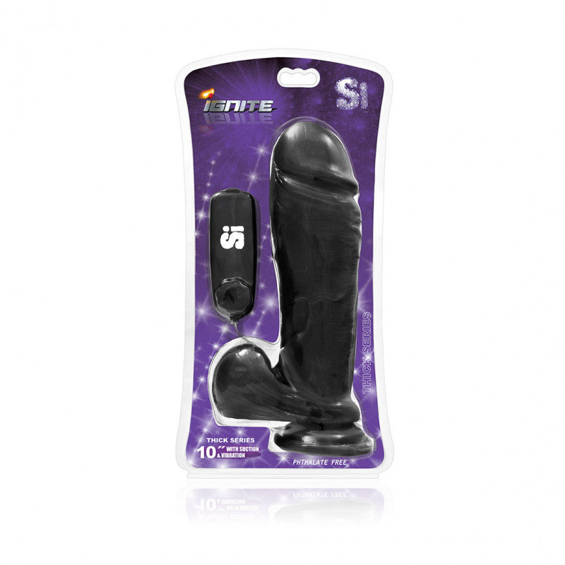 Thick Series 10" Thick Cock W/balls, Egg, &amp;  Suction - Black