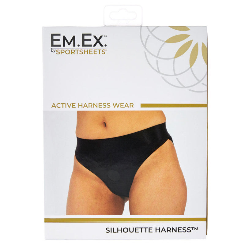 Em. Ex. Active Harness Wear Crotchless Silhouette - Black - Small