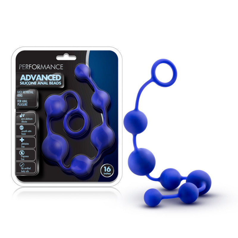 Performance - 16 Inch Silicone Anal Beads -  Indigo