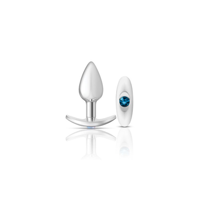 Cheeky Charms - Silver Metal Butt Plug Kit - Clear/ Teal