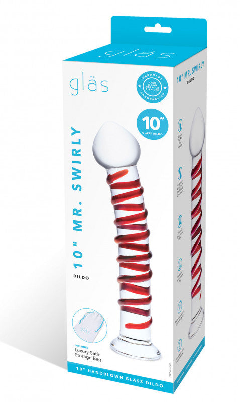 10 Inch Mr. Swirly  - Red/clear