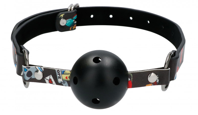 Breatheable Ball Gag - Old  Tattoo Style -  Black