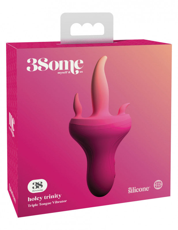 Threesome Holey Trinity Triple Tongue Vibrator - Pink - SomethingSexyPlanet Threesome Holey Trinity Triple Tongue Vibrator - Pink - SomethingSexyPlanet