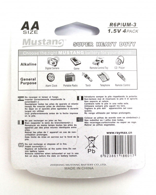 Mustang Batteries AA 4 Pack - Super Heavy Duty