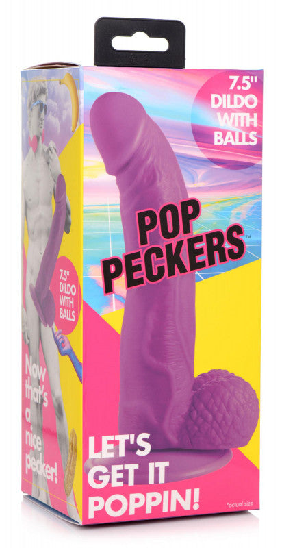 Pop Pecker 7.5 Inch Dildo With Balls - Purple