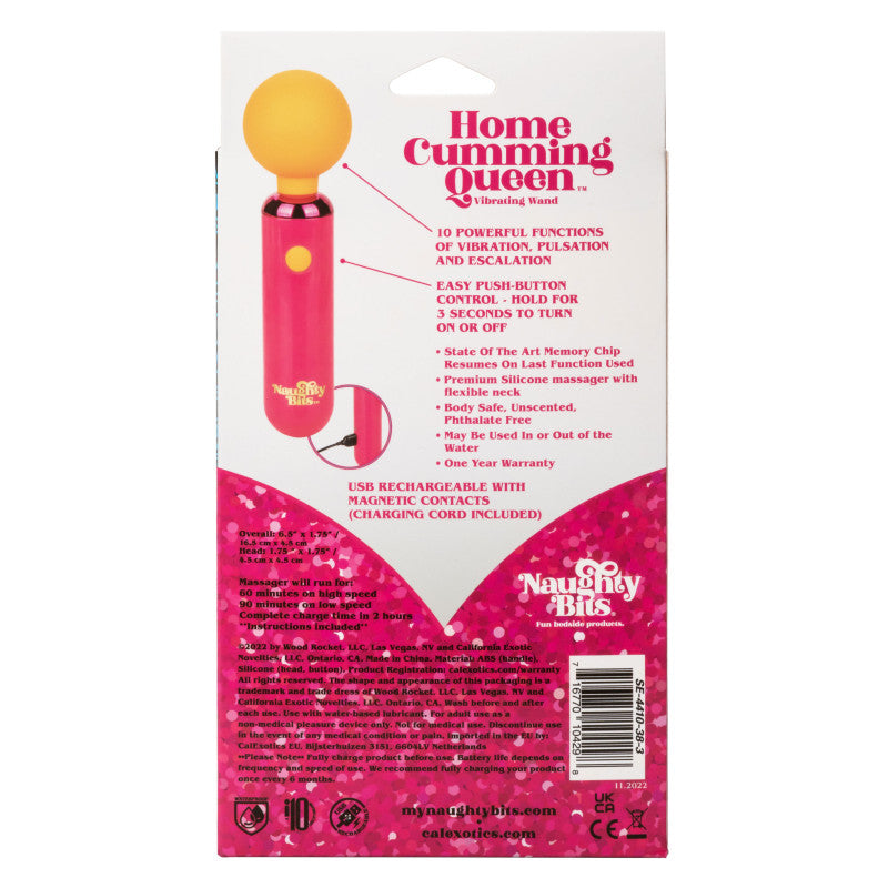 Naughty Bits Home ming Queen Vibrating Wand -  Orange/pink