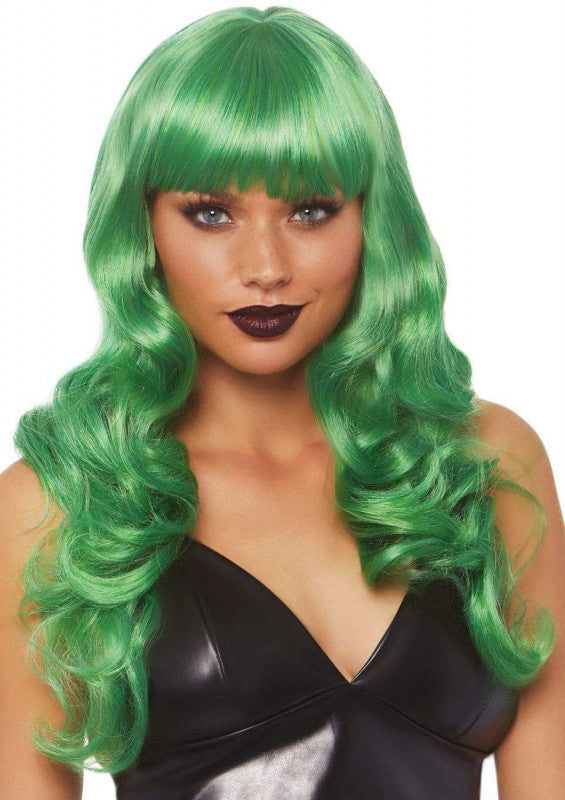 24 Inch Misfit Long Wavy  Wig - Green