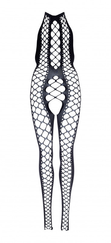 Net Panel Bodystocking - One Size - Black