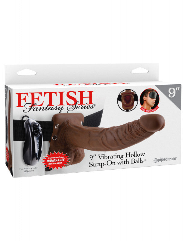 Fetish Fantasy Series 9 Inch Vibrating Hollow Strap-on With Balls - Brown