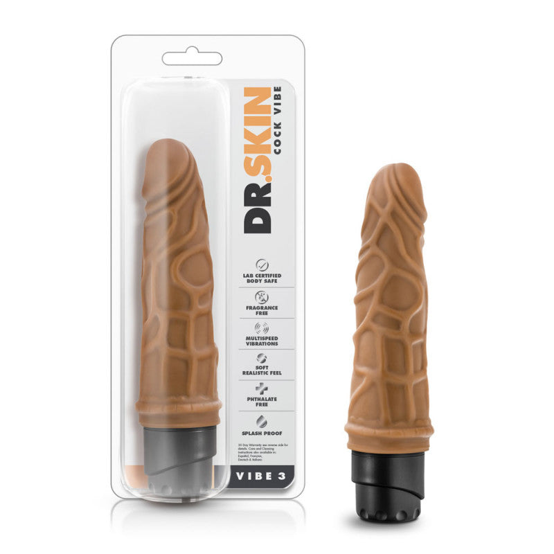Dr. Skin - Vibe 3 - 7.25 Inch Vibrating - Mocha