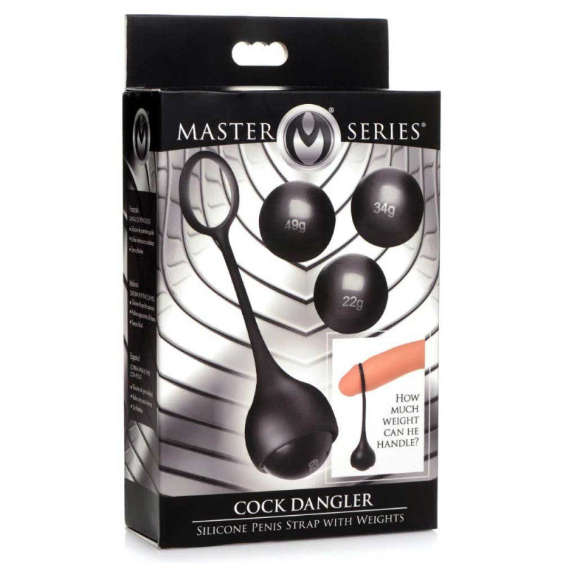 Dangler Silicone Penis Strap With Weights -  Black