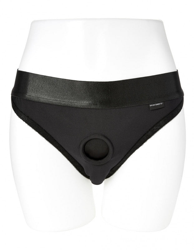 Em. Ex. Active Harness Wear Crotchless Silhouette - Black - Medium