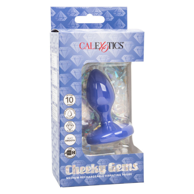 Cheeky Gems - Medium Rechargeable Vibrating Probe  - Blue