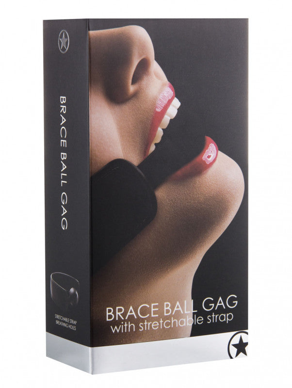 Brace Ball Gag W / Strechable Strap - Black