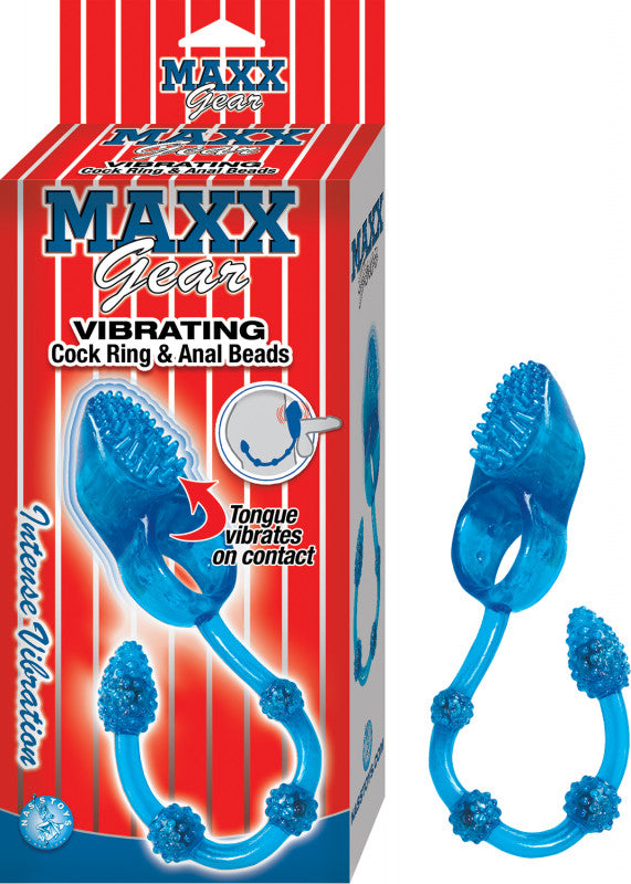 Maxx Gear Vibrating  Ring &amp; Anal Beads - Blue