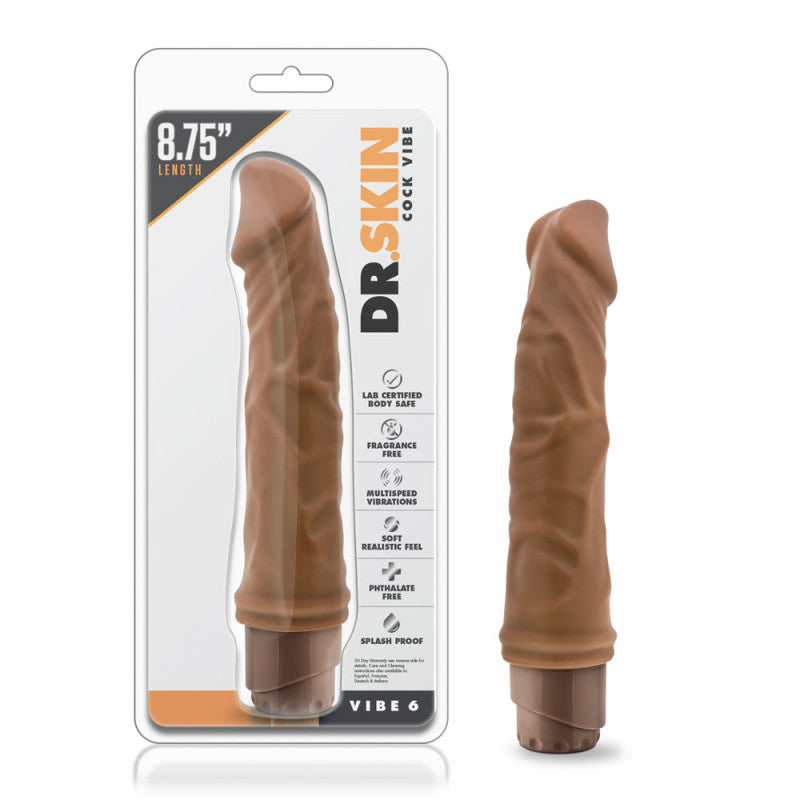 Dr. Skin - Vibe 6 - 8.5 Inch Vibrating - Mocha