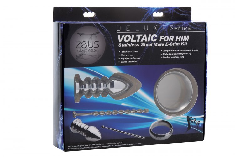 Deluxe Series Voltaic for Him Stainless Steel  Male E-Stim Kit
