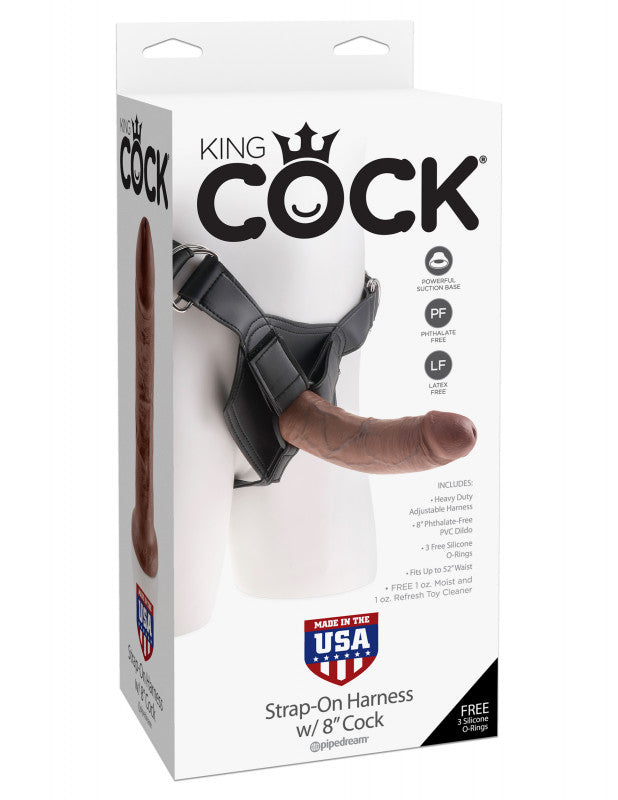 King Strap-on Harness With 8 Inch Attacment - Brown