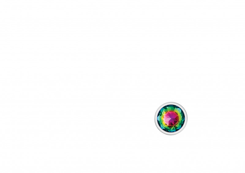 Cheeky Charms - Silver Metal Butt Plug - Round - Rainbow - Medium