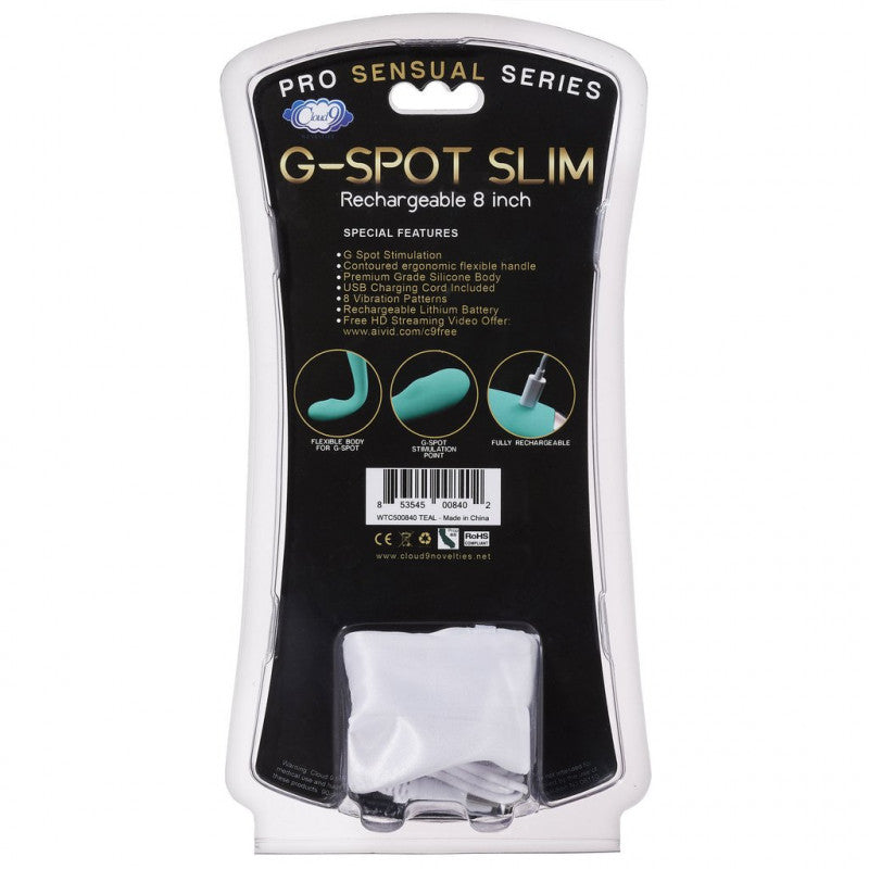Cloud 9 Novelties G-Spot Slim 8 Inch Flexible Body Vibrator - Teal