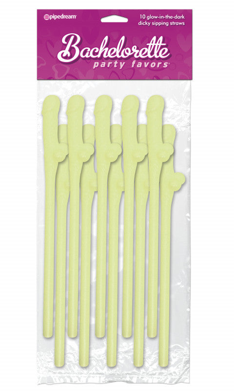 Bachelorette Party Favors -  Sipping Straws - Glow-in-the-Dark - 10 Piece