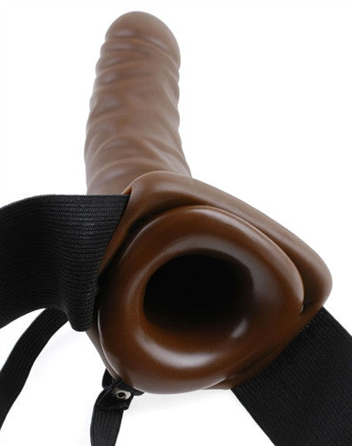Fetish Fantasy Series 8-Inch Vibrating Hollow Strap-on - Brown