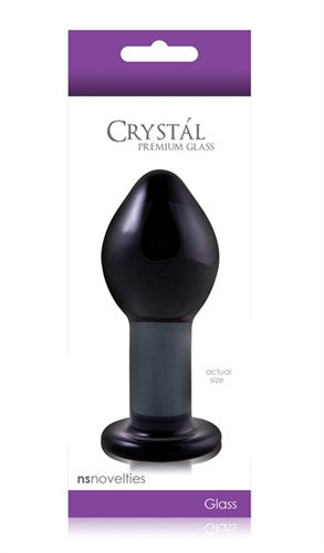 Crystal Premium Glass Plug - Large - Clear Charcoal