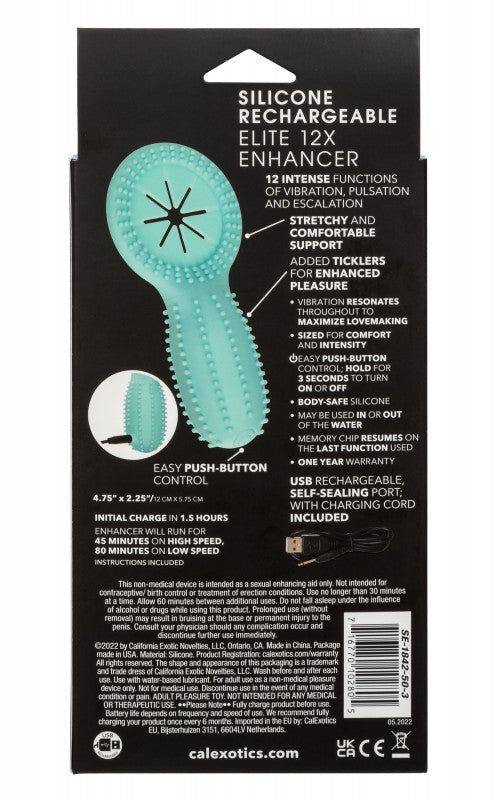 Silicone Rechargeable Elite 12x Enhancer - Teal