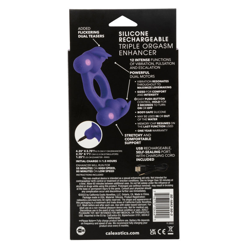 Silicone Rechargeable Triple Orgasm -  Purple
