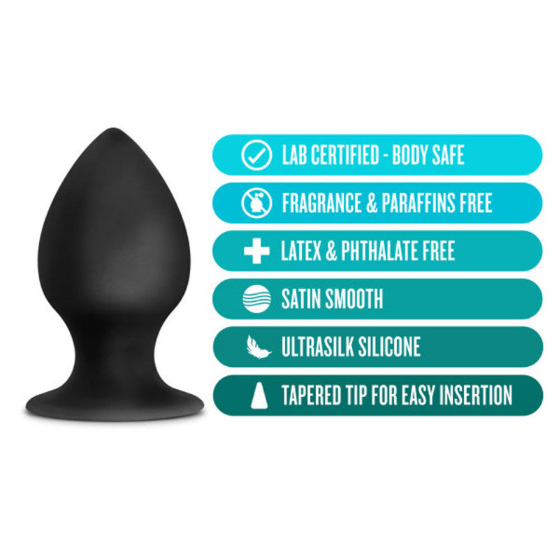 Anal Adventures - Platinum - Silicone Anal Stout  Plug - Medium - Black