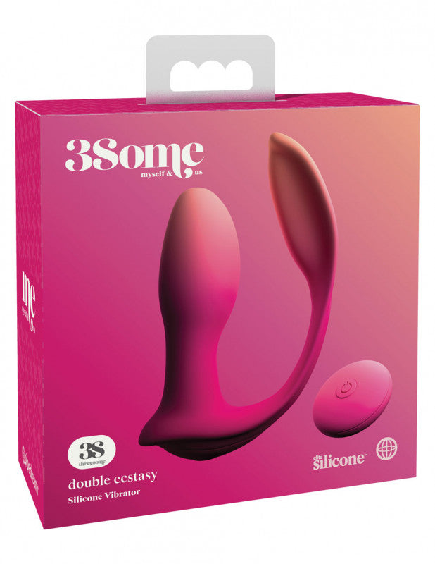 Threesome Double Ecstacy Silicone Vibrator - Pink