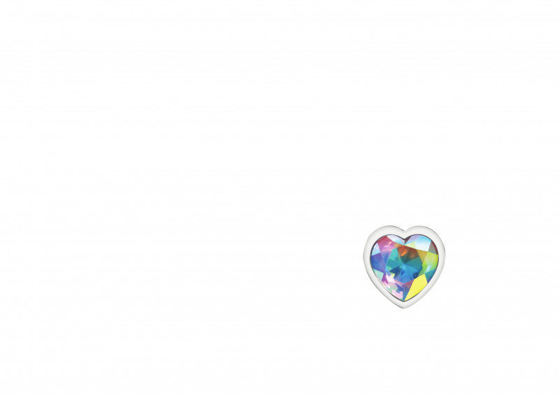 Cheeky Charms - Silver Metal Butt Plug - Heart - Clear - Large