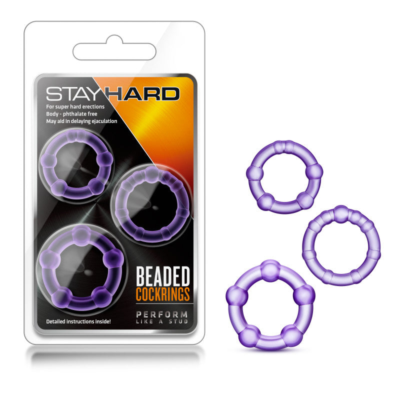 Stay  Beaded Rings - 3 Pack - Purple