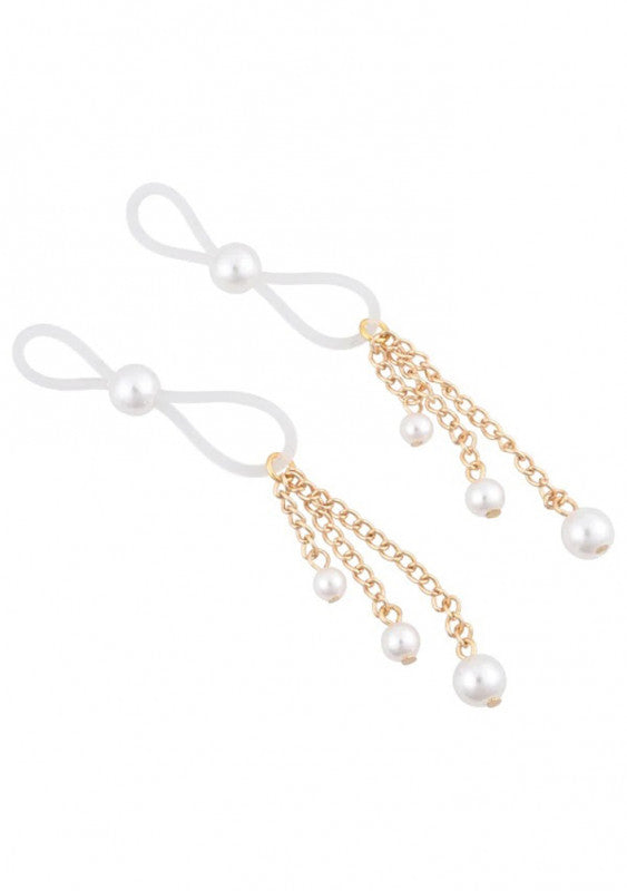 Pearl Nipple Ties - Gold/white