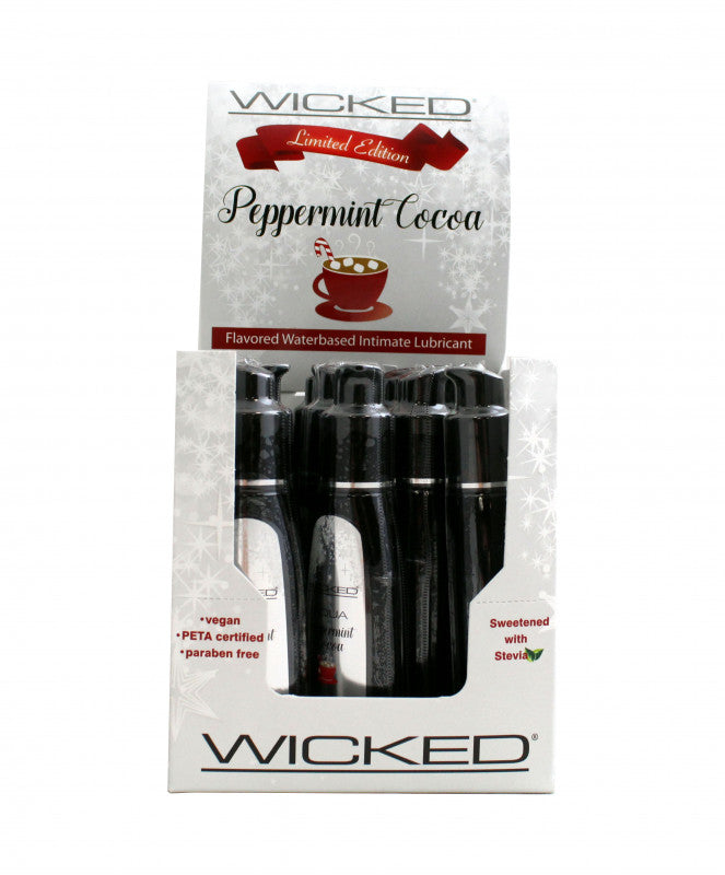 Aqua Peppermint Cocoa Flavored Water-Based Intimate Lubricant - 12 Piece Display 2 Oz.