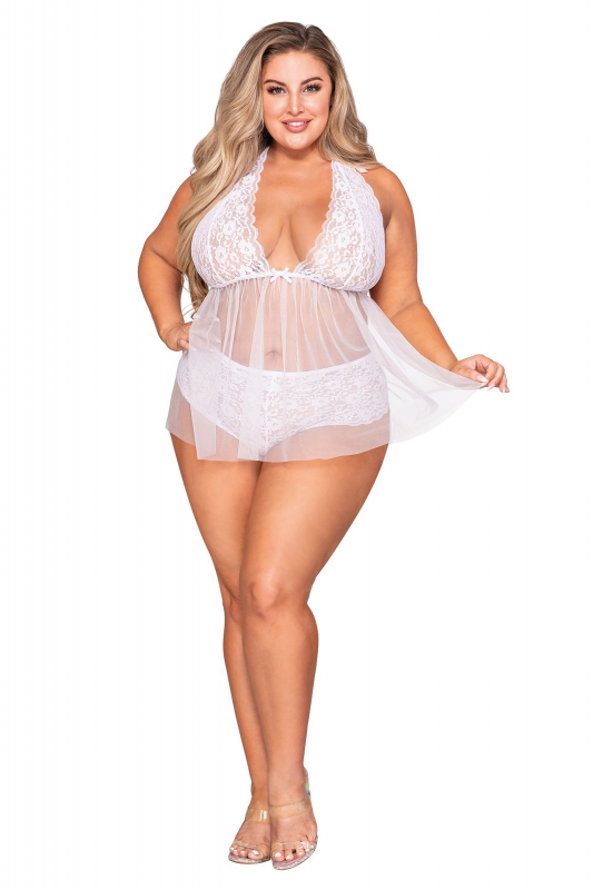 Babydoll & Panty - Queen - White