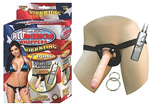 All American Whoppers Vibrating 7-Inch  With Universal Harness- Flesh