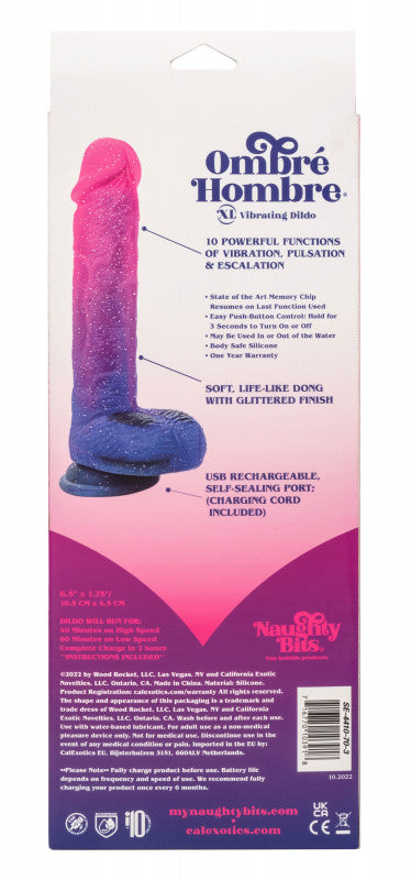 Naughty Bits Ombre Hombre XL Vibrating  -  -  Pink/purple
