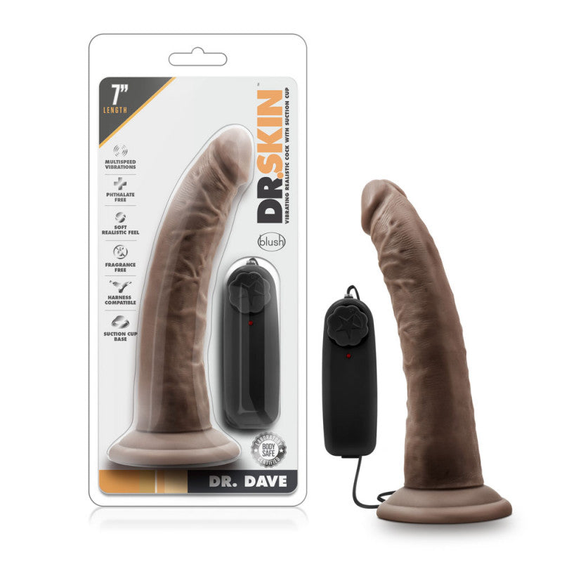 Dr. Skin - Dr. Dave - 7 Inch Vibrating  With Suction Cup - Chocolate