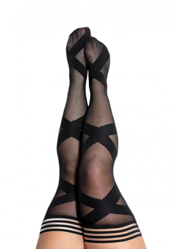 Jackie - Semi Sheer Thigh High - Size D - Black