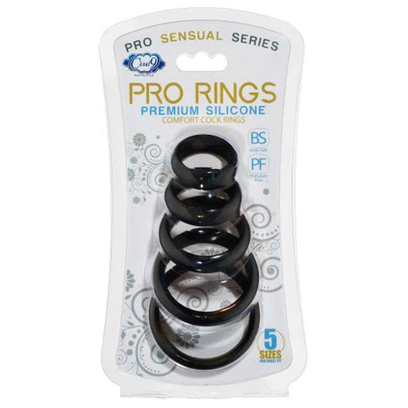 Cloud 9 Comfort  Rings With Flat Back 5 Pack - Black