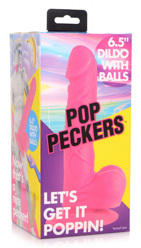Pop Pecker 6.5 Inch  With Balls - Pink
